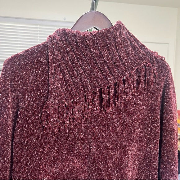 PENNINGTONS Women's Burgundy Sweater Shawl Neck Ribbed Pullover size Large Baggy - Picture 7 of 10